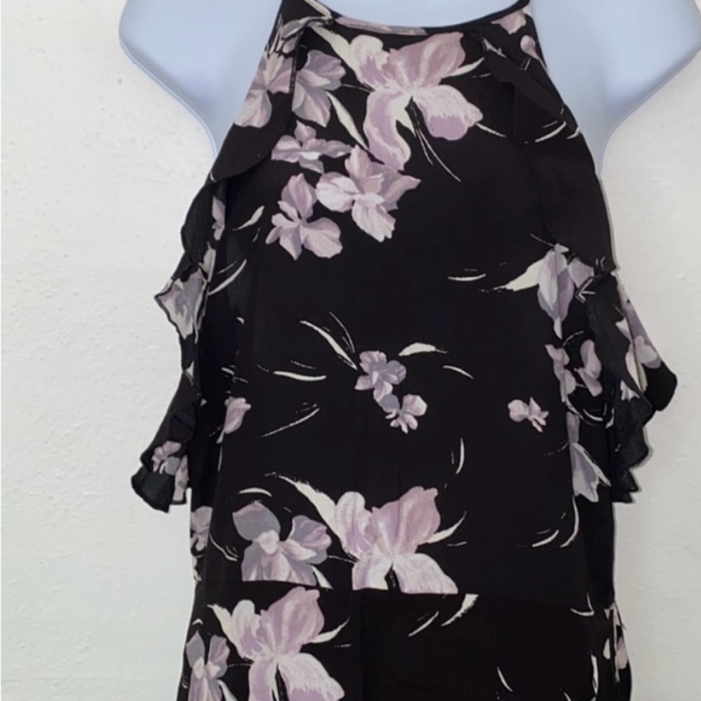 Black floral high neck dress